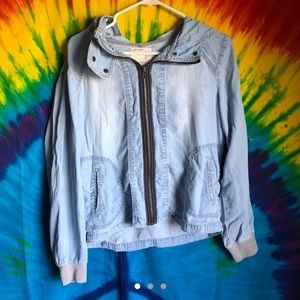 baby blue light denim hooded jacket